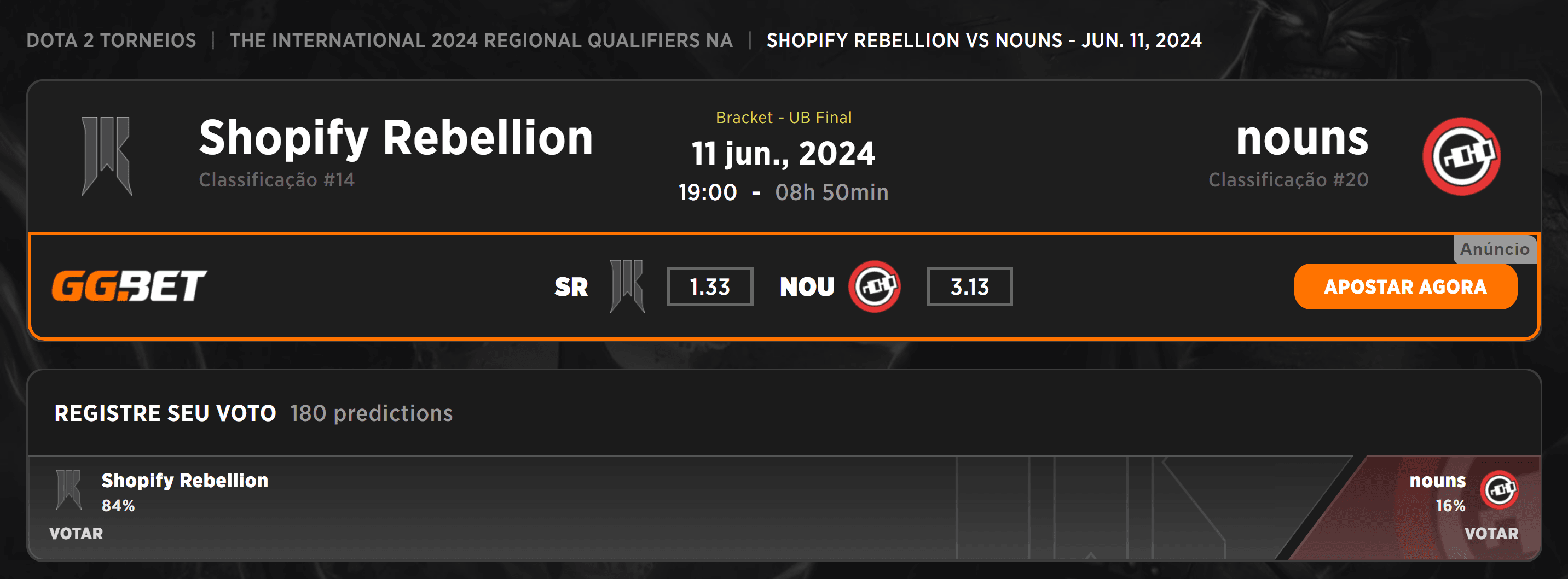 Os espectadores parecem favorecer a Shopify Rebellion.