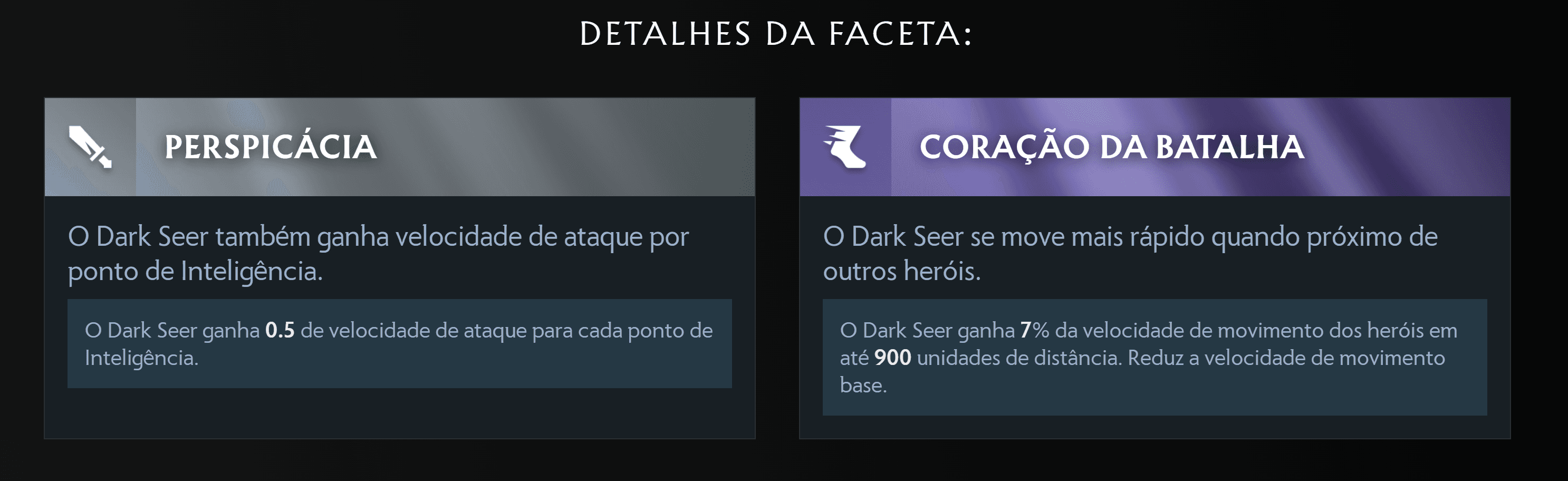Detalhes das facetas do Dark Seer.