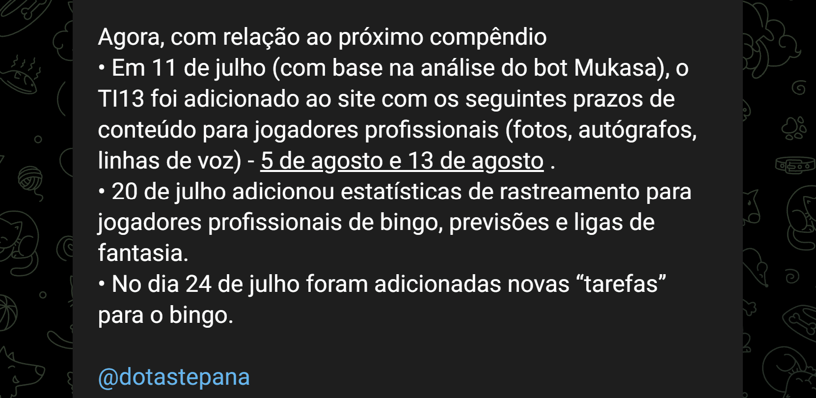 Dota Stephan encontrou alguns prazos para o International.