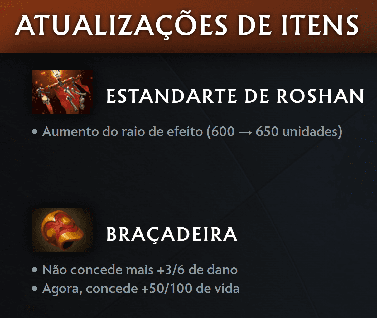 Logo no íncio da lista da atualização temos o estandarte do Roshan.