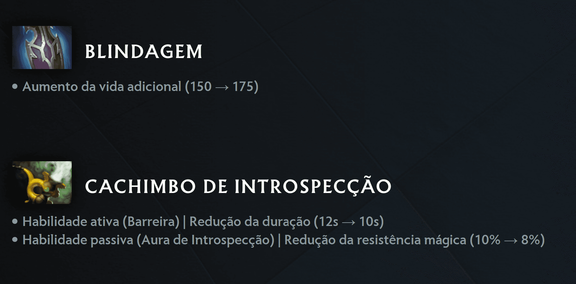 A atualização tentou não estragar os itens de aura, mas deu uma nivelada.