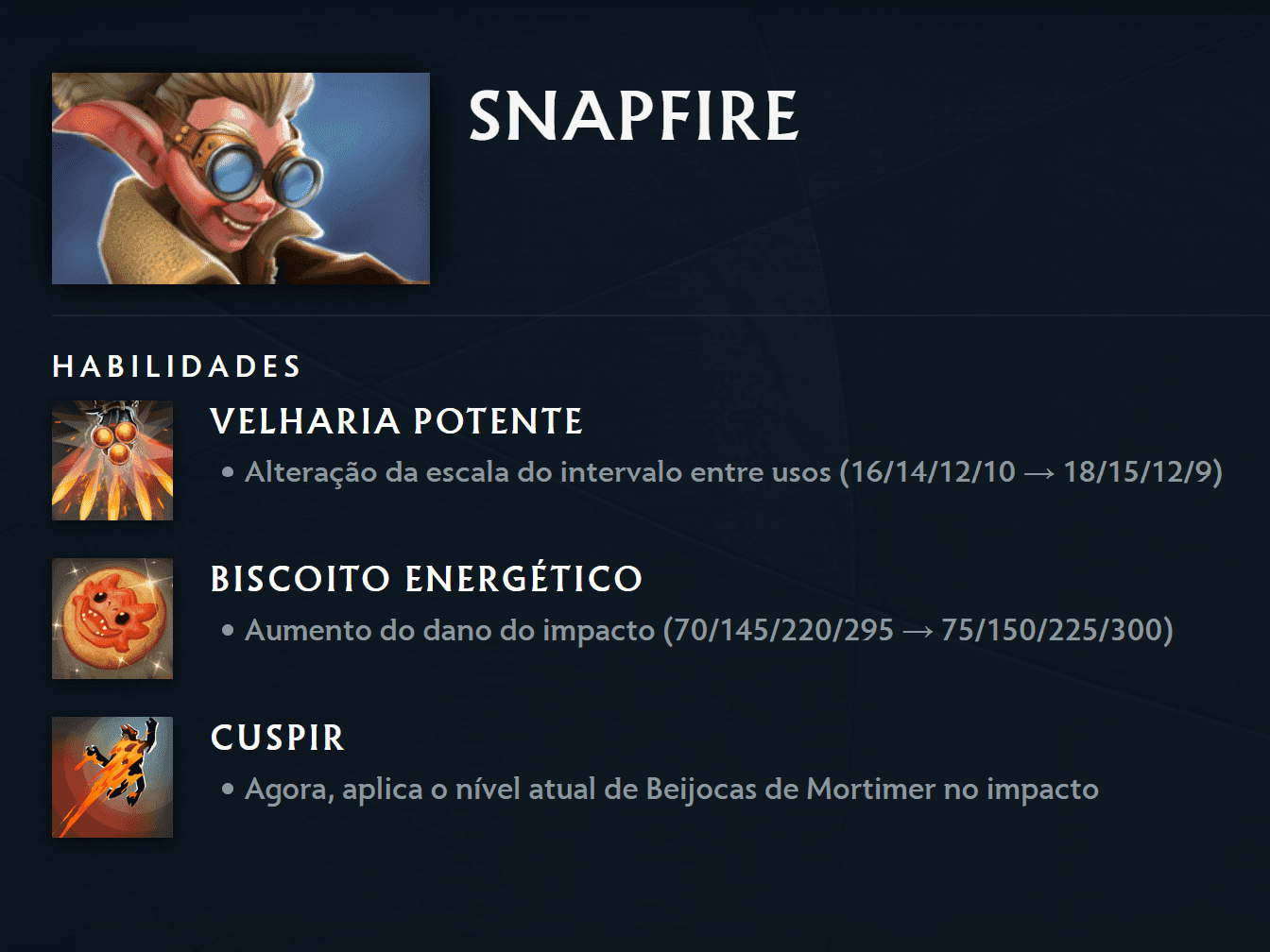 Snapfire também ganha um pequeno empurrão.