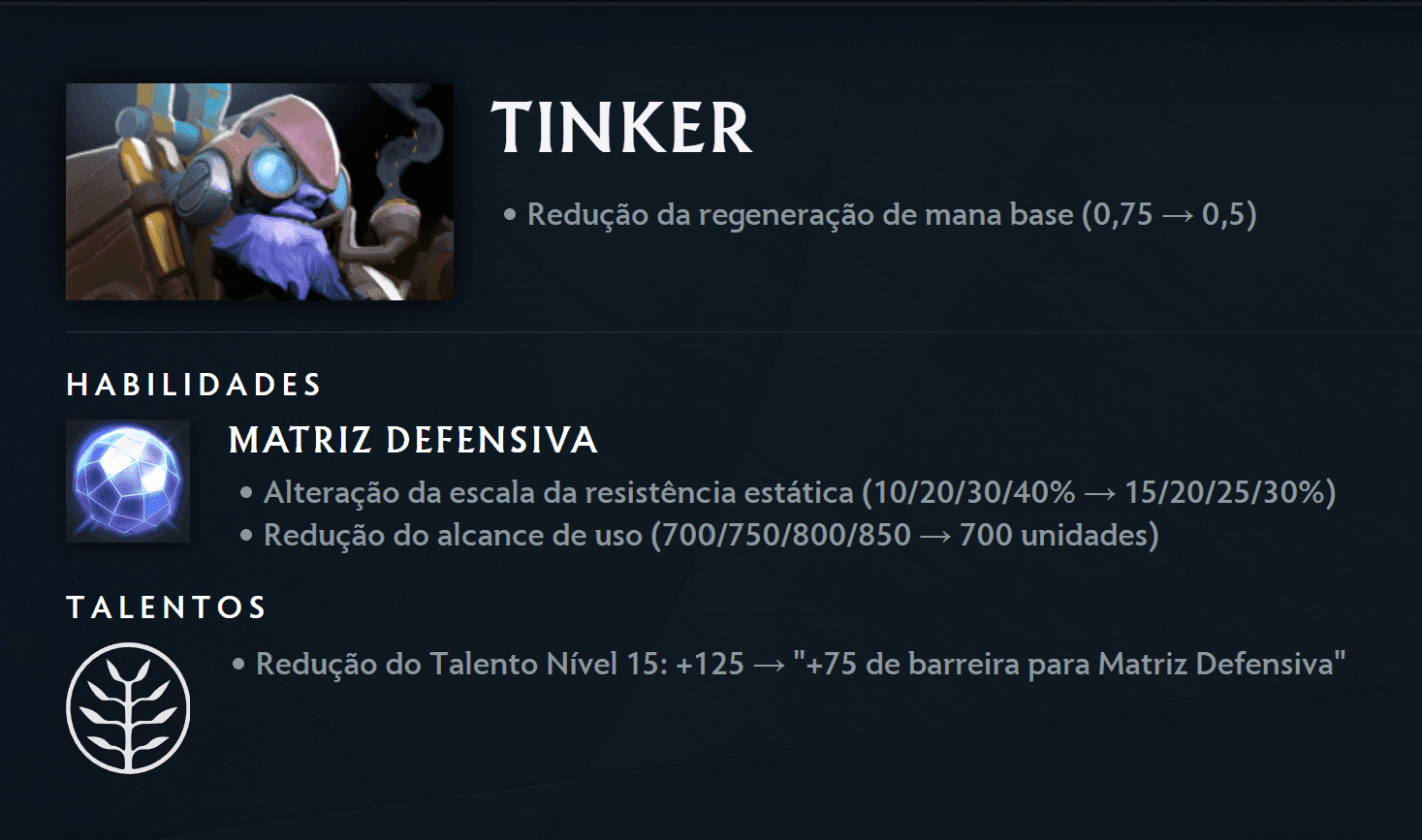 Tinker recebe outro nerf na atualização 7.37c.