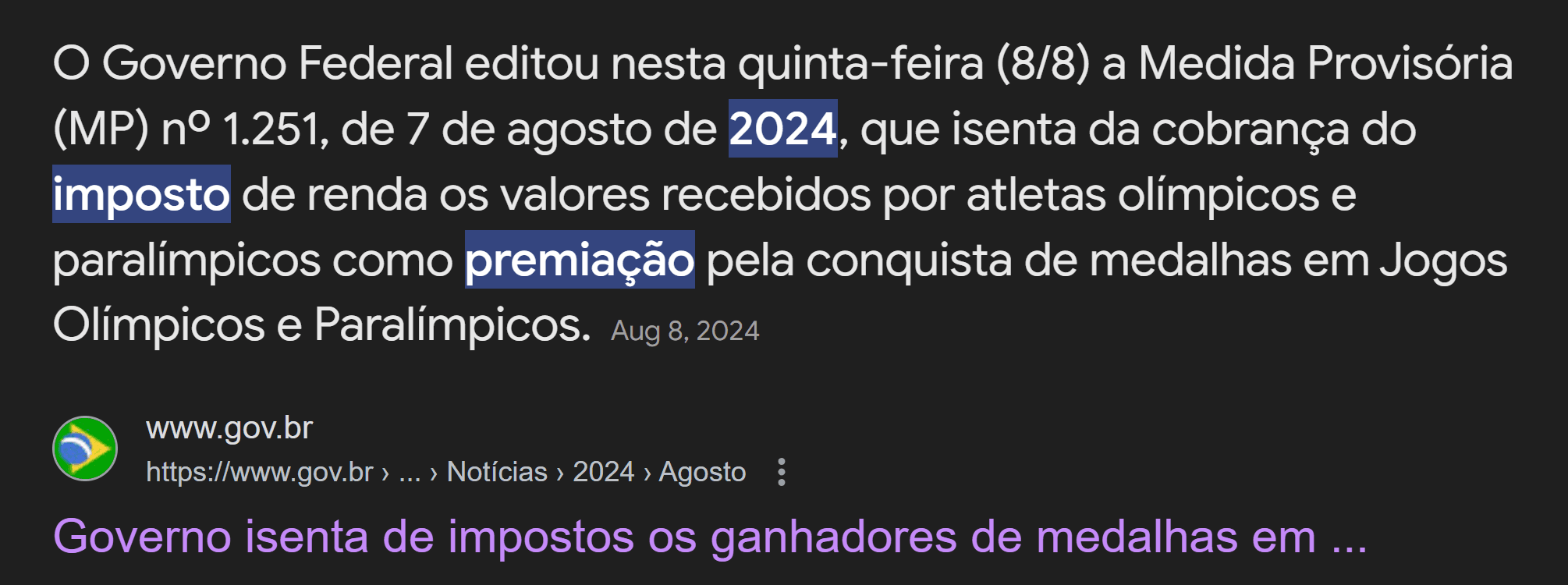 Se a medida fosse mais geral cobriria a premiação do Murilo.