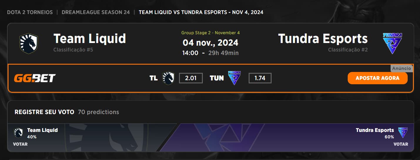 Quarta partida programada para o Team Liquid na DreamLeague 24.