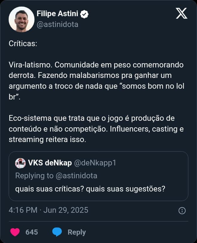 Se a falta era de listar as críticas e soluções Astini resolveu o problema em um tweet.
