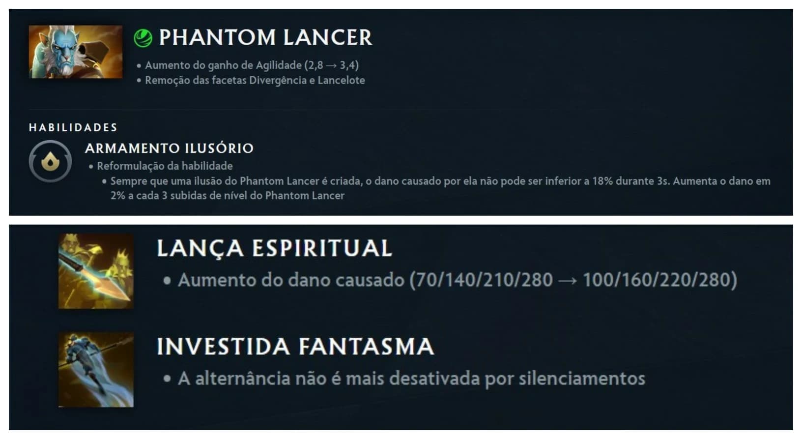 Phantom Lancer também perdeu facetas mas aparentemente ficou
