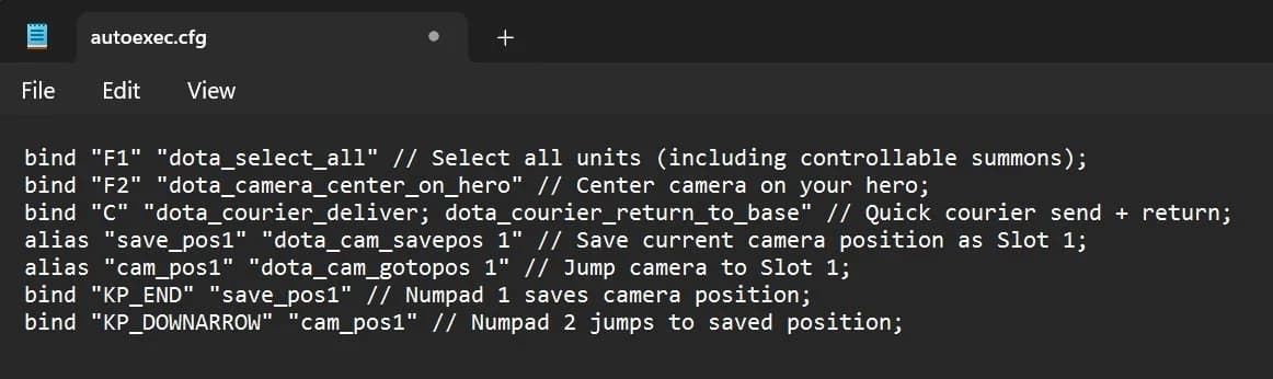Depois de adicionar comandos ao autoexec.cfg, suas configurações ficarão ativas permanentemente até serem removidas.