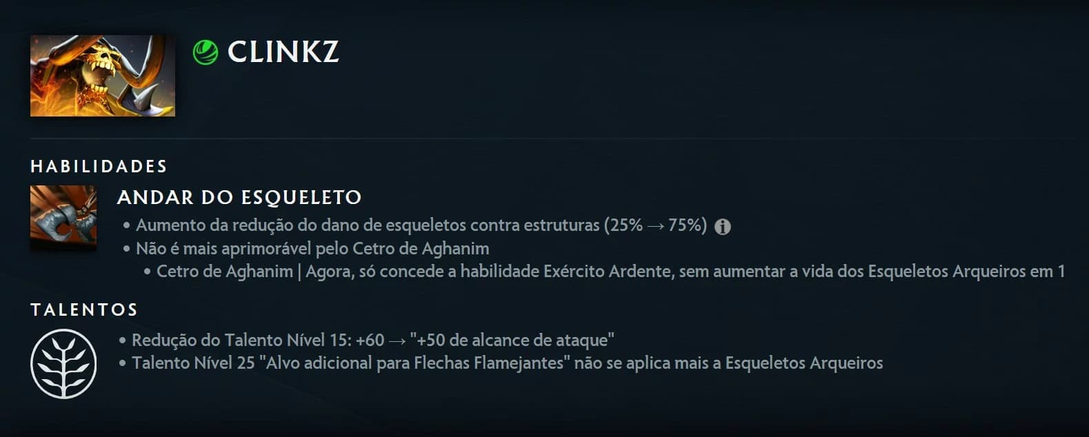 Clinkz sofreu uma série de nerfs na atualização 7.40c do Dota 2.