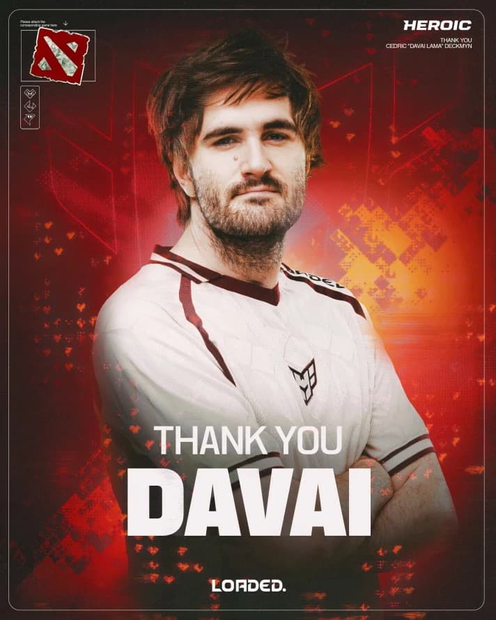 Davai deixa o elenco de Dota 2 da Heroic pela segunda vez após a queda de performance da equipe.