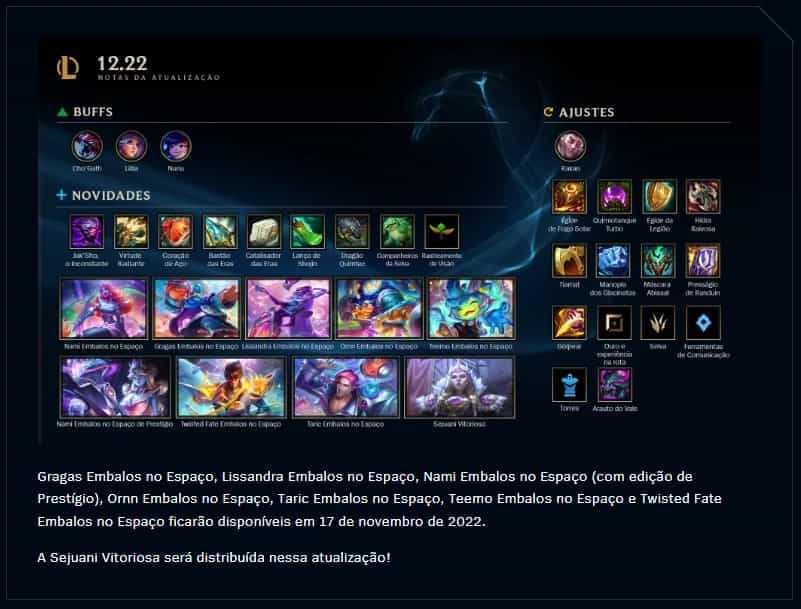 Principais mudanças de Pré temporada do lol