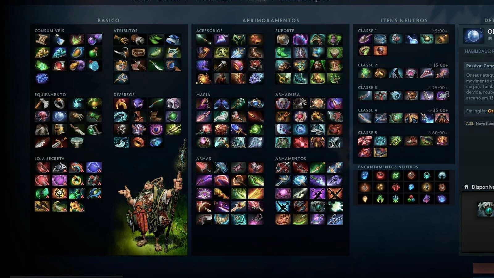 Atualização 7.38: alterações em itens