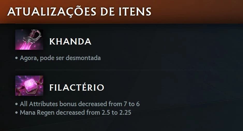A Khanda recebeu um buff mas o Filactério recebeu um nerf.