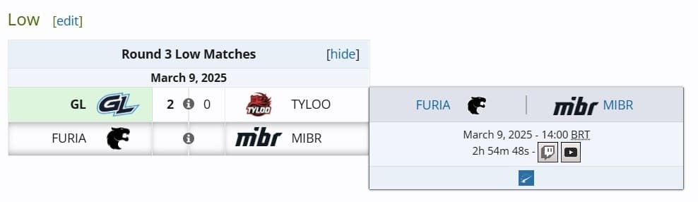 Partida da Furia contra a MIBR que começa no início da tarde.