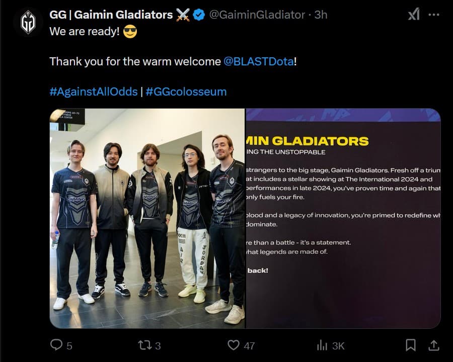 Gaimin Gladiators aparentemente foram muito bem recebidos.
