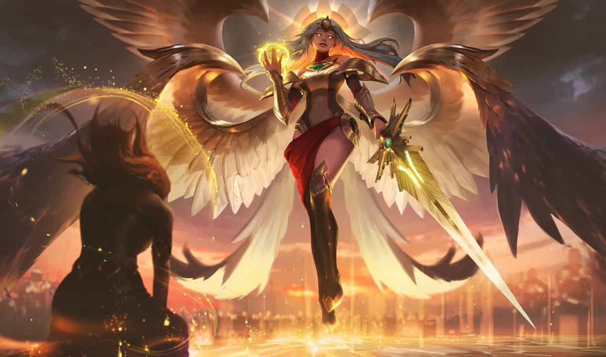 Modelos idênticos encontrados nas skins de Kayle e Ashe