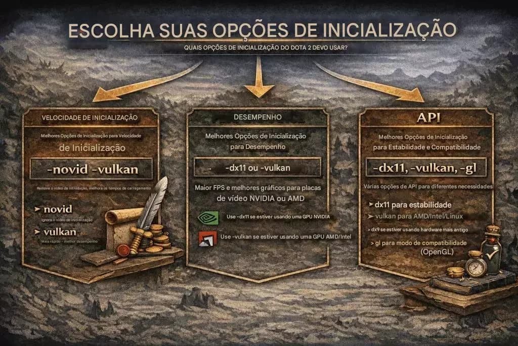 Fluxograma com as melhores flags de inicialização para cada necessidade.