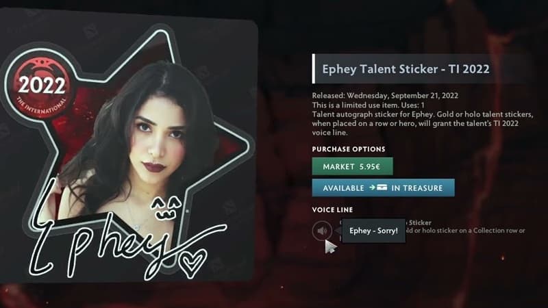 Ephey no pacote de adesivos do Dota 2 em 2022