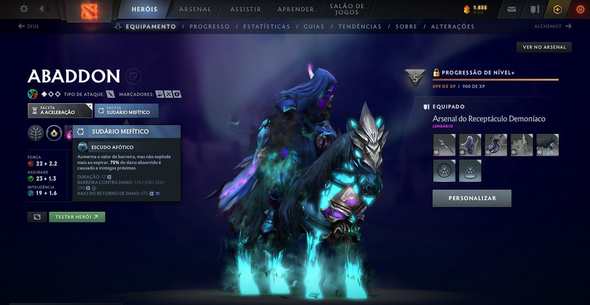 A escolha padrão de faceta para o Abaddon é o Sudário Mefítico.