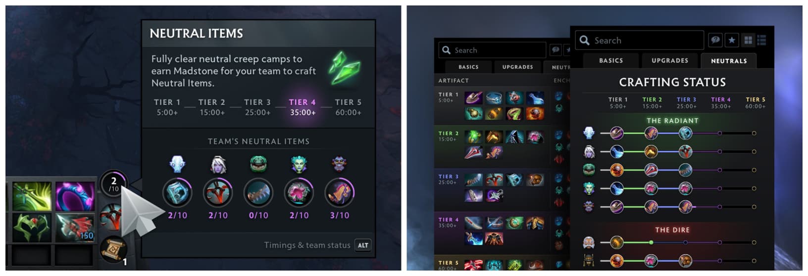 A nova barra de itens neutros melhora a integração dos times após a atualização 7.38.