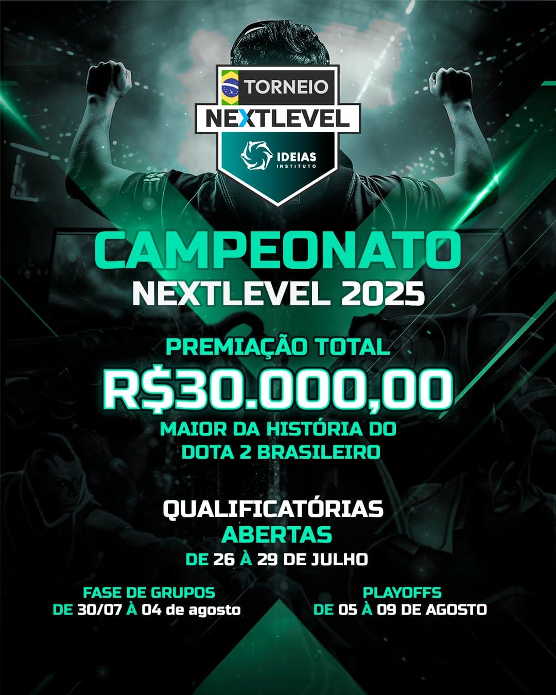 O Campeonato NEXTLEVEL 2025 terá a maior premiação da história do Dota 2 BR.