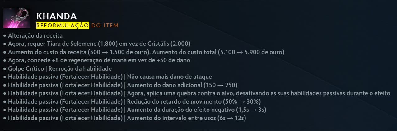 As alterações na Khanda praticamente transformaram em um novo item na atualização 7.38.