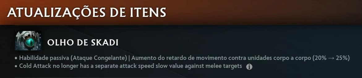 Alterações no Olho de Skadi após a atualização 7.38b.