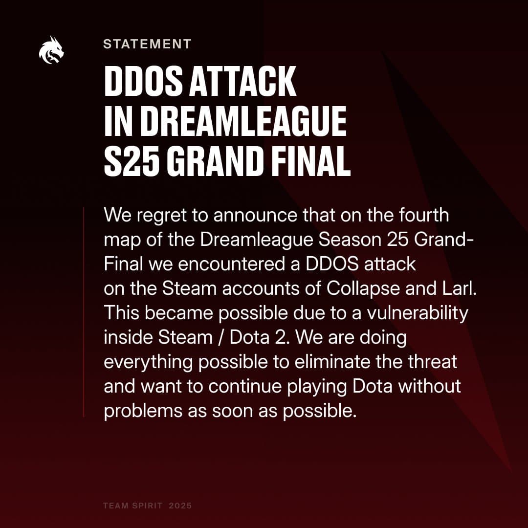 O Team Spirit recebeu uma onda de ataques de DDoS na Grande Final.