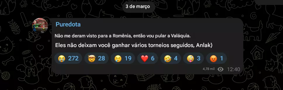 Pure parece ter levado a negação do visto na boa considerando a postagem.