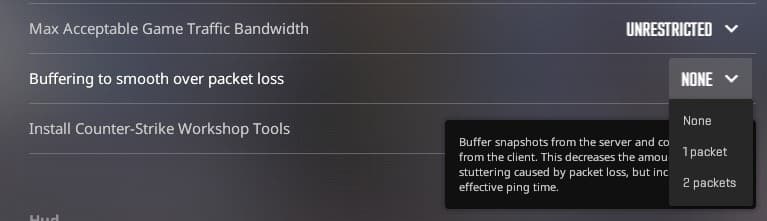 Buffering to smooth over packet loss (Image Source: Screenshot from CS2)