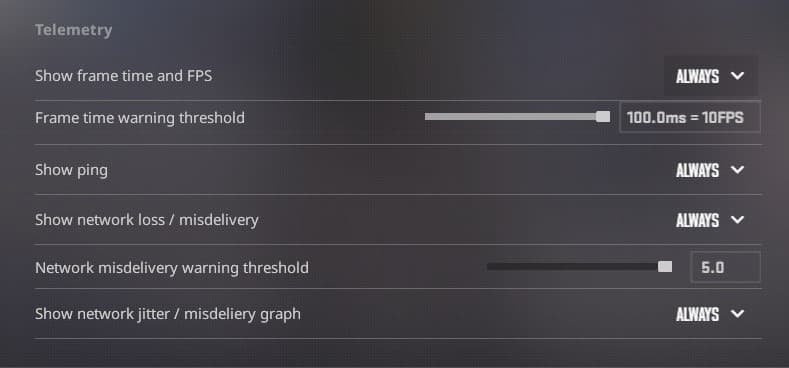 CS2 Telemetry options (Image Source: Screenshot from CS2)