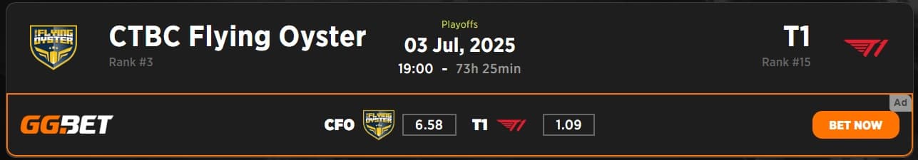 CTBC Flying Oyster vs T1 MSI 2025