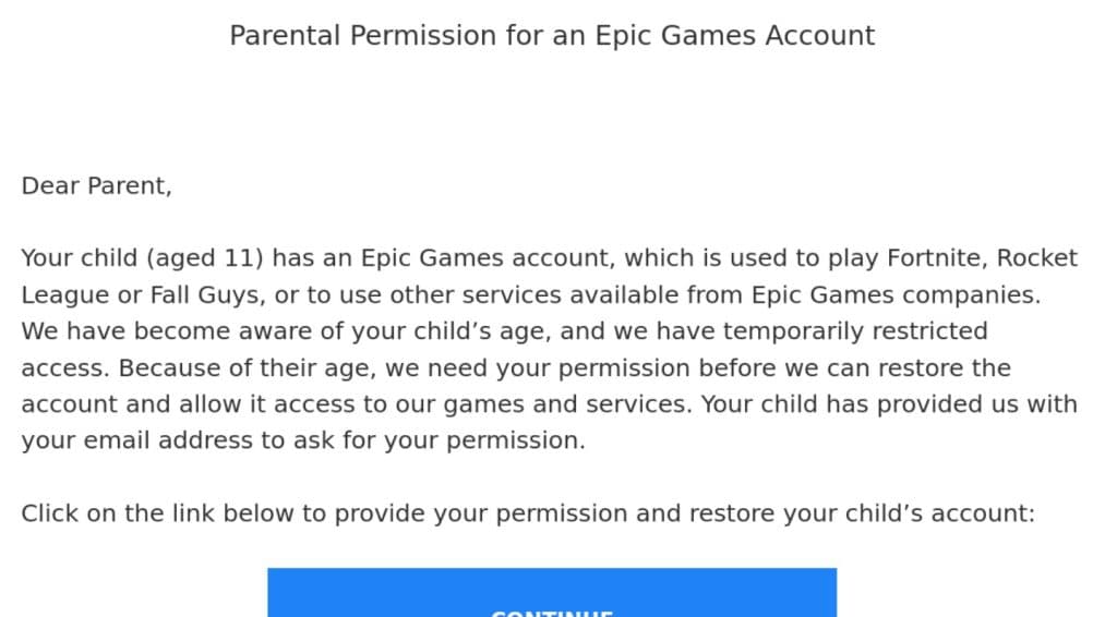 Cabined accounts demand Parent approval and are one of the most common sources of issues (credits: Epic Games)