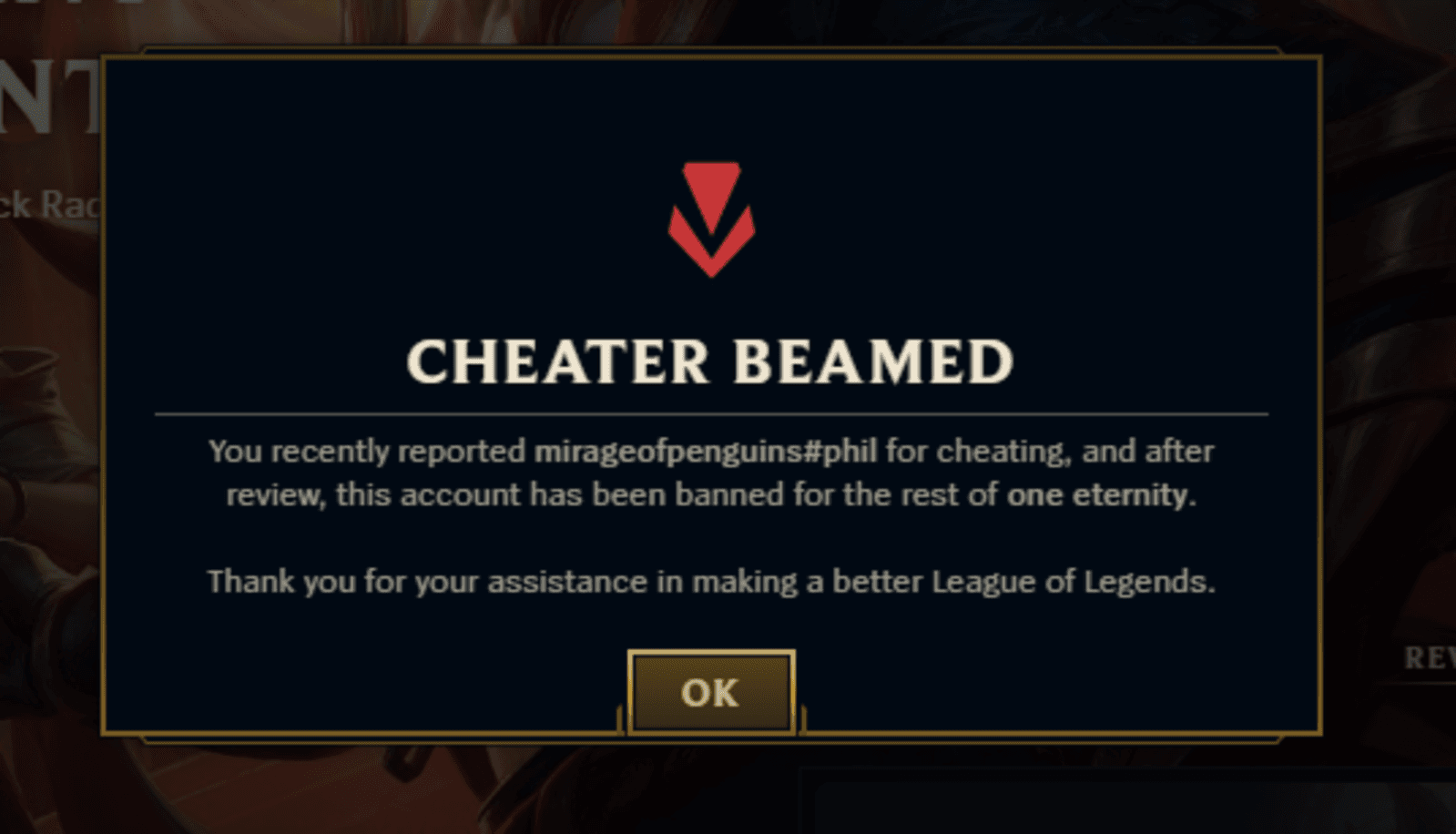 Cheater ban League of Legends Riot Vanguard