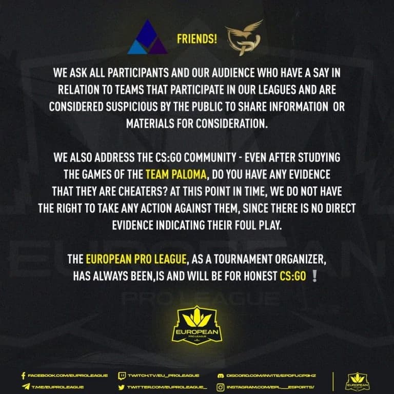 EPL statement - sdy and PALOMA