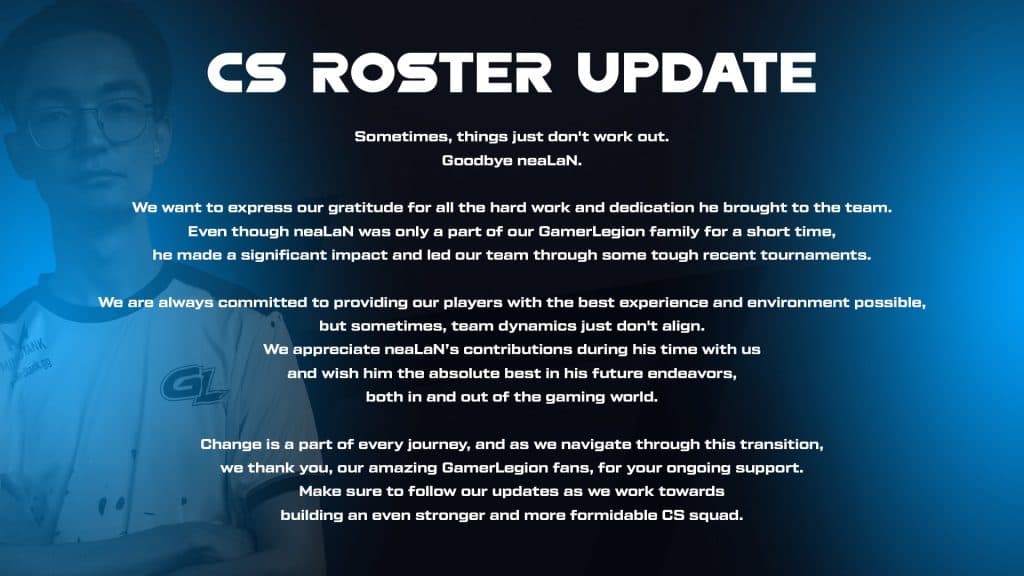 GamerLegion parts ways with neaLaN
