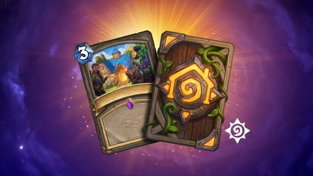 Verso de card de Hearthstone e carta jogável exclusiva obtidos após a conquista WoW Bem-vindo ao Lar