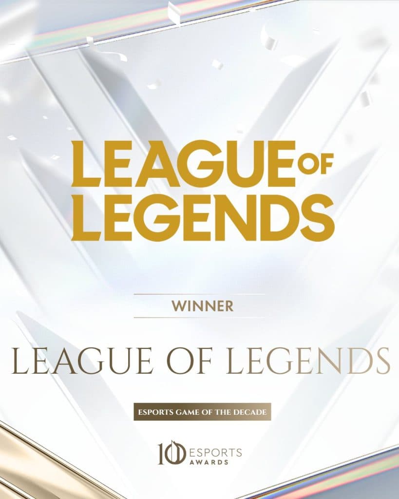 League of Legends wins Esports Game of the Decade