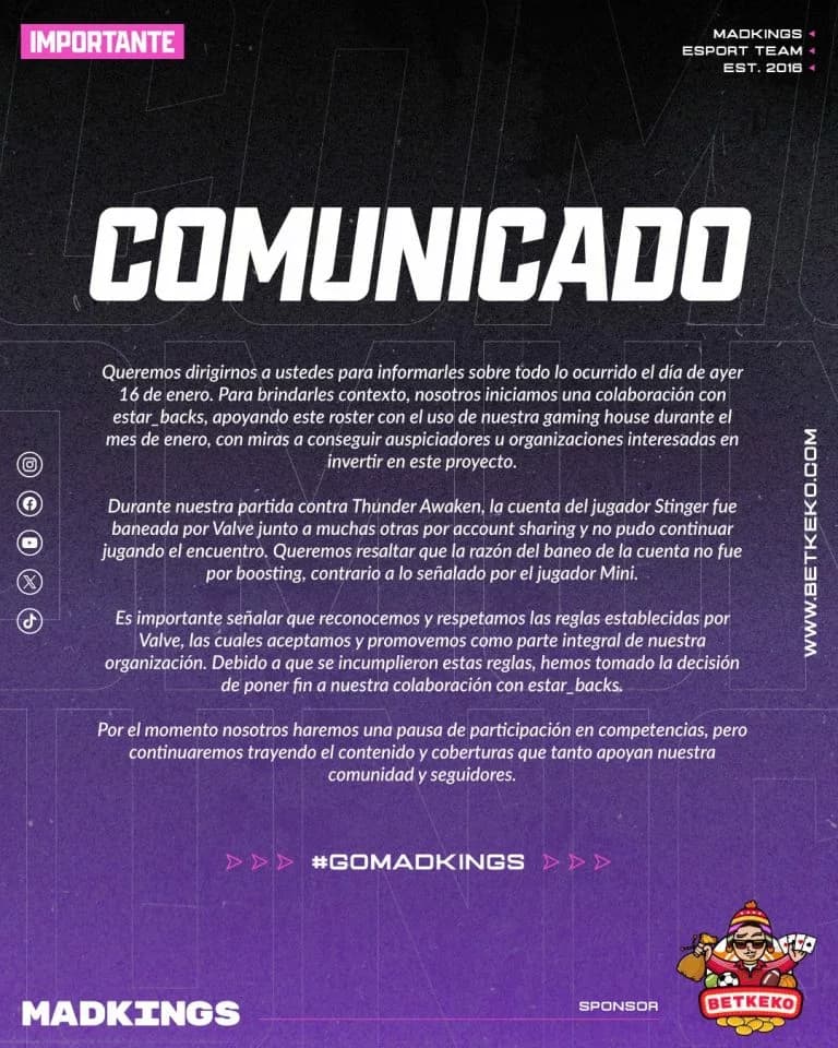 Mad Kings is out of Dota 2