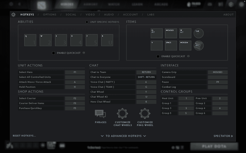 Dota 2 settings