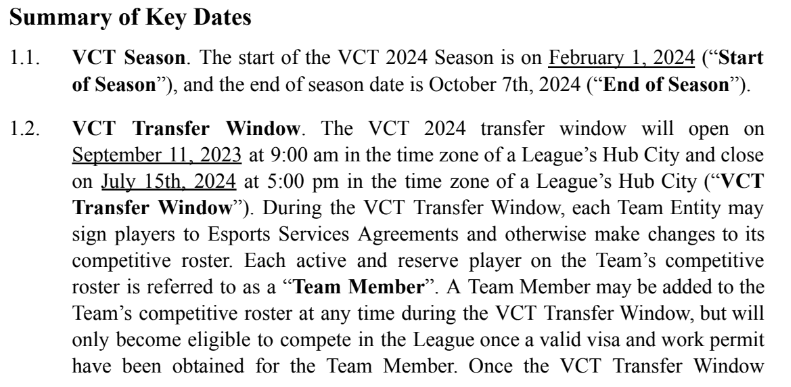 Part of the summary around Riot's update on the transfer window (credits: Riot)