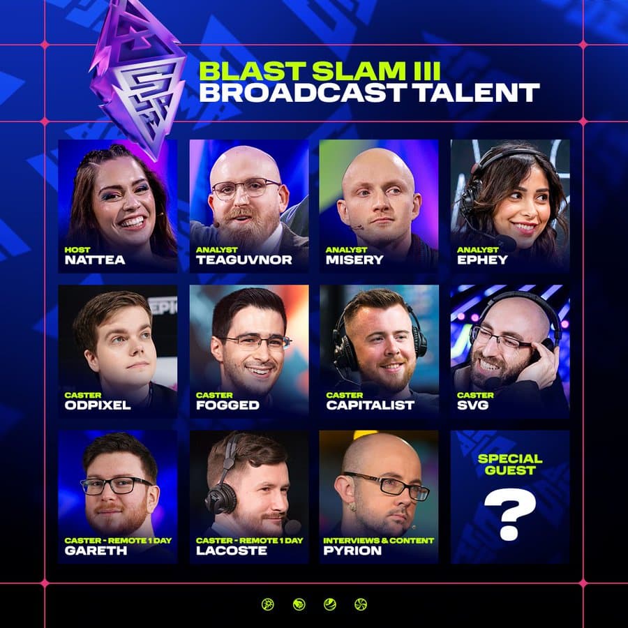 Talent invited to the BLAST Slam III.