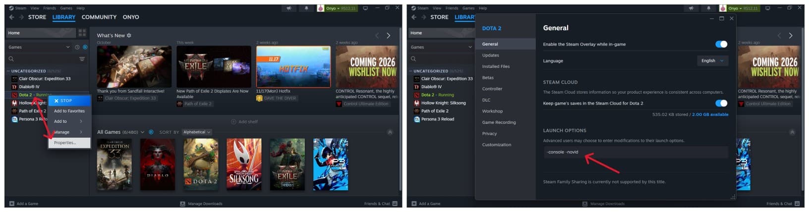 The Steam Client launch options override any in-game settings.