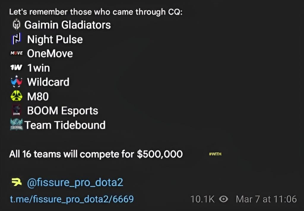 Qualified teams coming to the tournament.