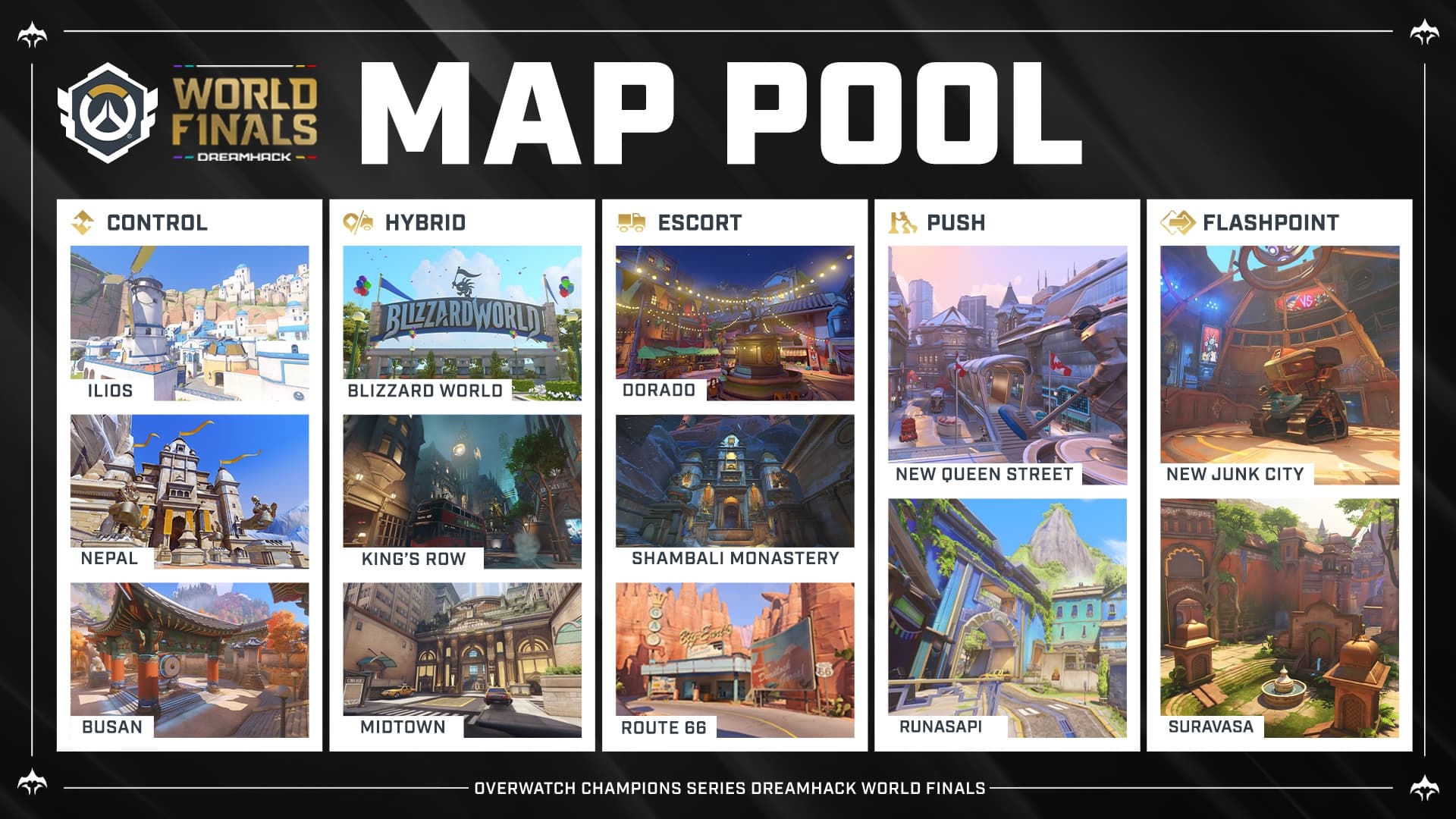 Map pool defined for the OWCS World Finals
