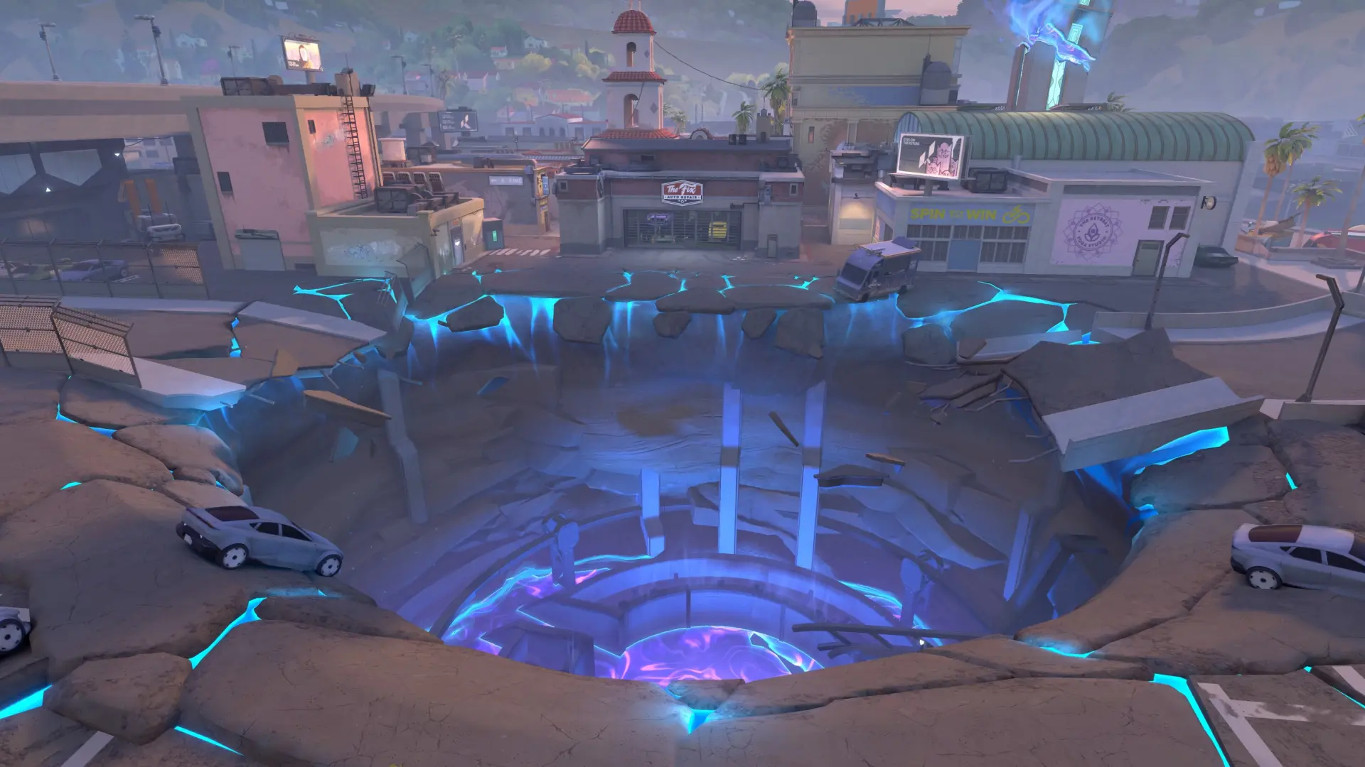 massive sinkhole on sunset in valorant