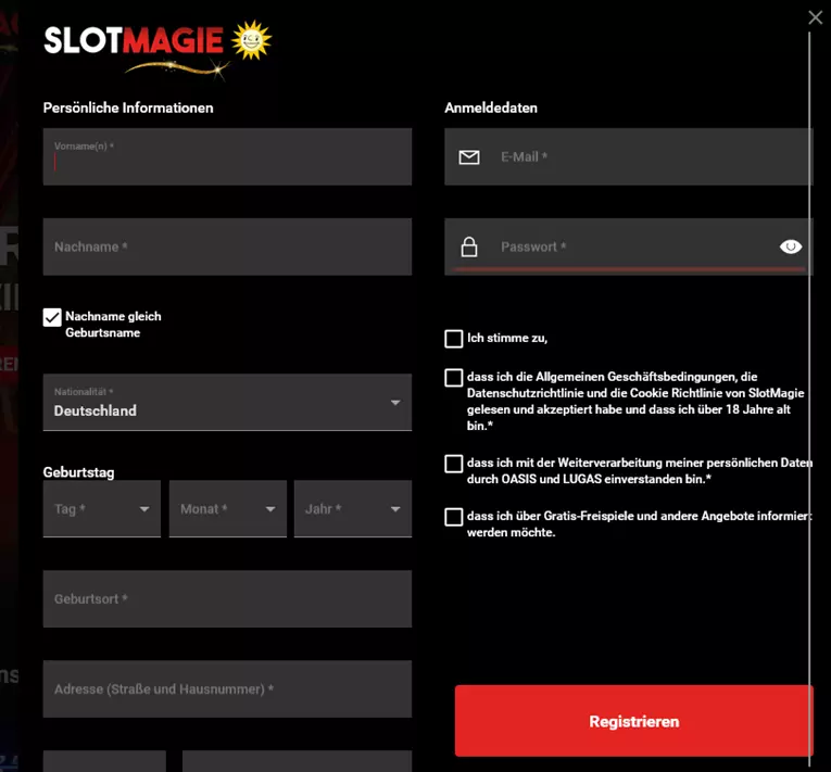 SlotMagie Anmeldung