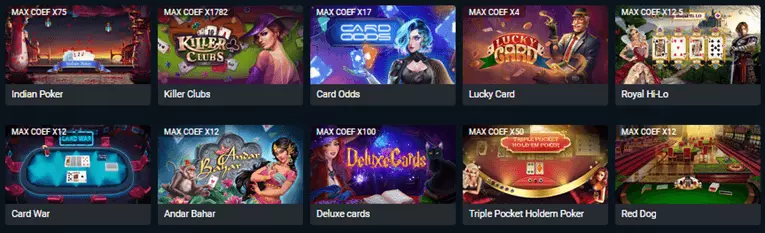 1xbet card games