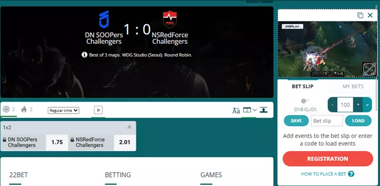 22bet esports live