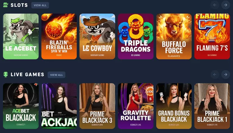 Acebet bonus games